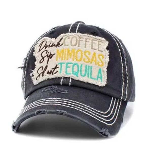 2/$30 Ladies Dark Grey Coffee Mimosas Tequila Baseball Hat - Picture 1 of 9